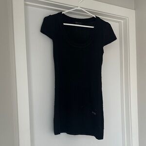 BCBG MAXAZRIA Black Scoop Neck Dress with Short Sleeves (Small)